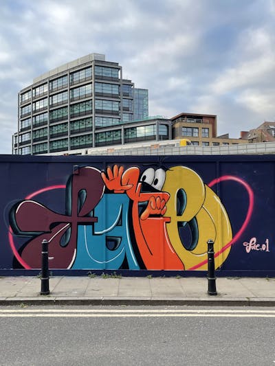 Colorful Stylewriting by Fate.01. This Graffiti is located in London, United Kingdom and was created in 2021. This Graffiti can be described as Stylewriting, Characters and Wall of Fame.