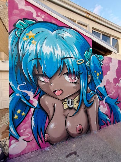 Coralle and Light Blue Characters by DEVOS. This Graffiti is located in Australia and was created in 2022.
