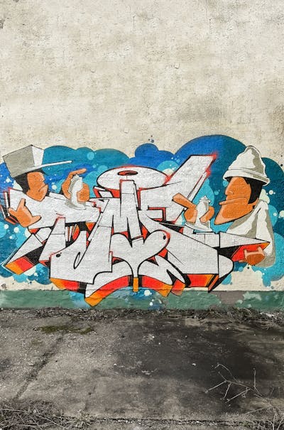 Chrome and Light Blue and Red Stylewriting by Rowdy. This Graffiti is located in Delitzsch, Germany and was created in 2023. This Graffiti can be described as Stylewriting and Characters.