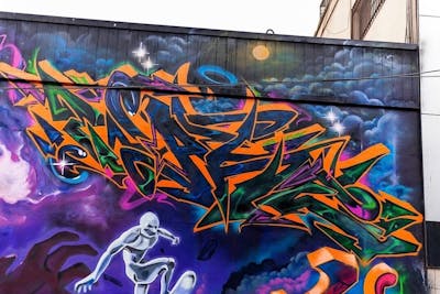 Colorful Stylewriting by N2S and wade. This Graffiti is located in Lima, Peru and was created in 2021. This Graffiti can be described as Stylewriting, Characters, Murals and Special.