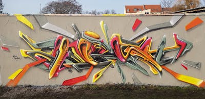 Grey and Orange and Yellow Stylewriting by angst. This Graffiti is located in Dessau, Germany and was created in 2022. This Graffiti can be described as Stylewriting, 3D and Wall of Fame.