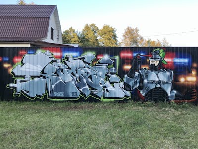 Grey and Colorful Stylewriting by Kamar. This Graffiti is located in Moscow, Russian Federation and was created in 2023. This Graffiti can be described as Stylewriting and Characters.
