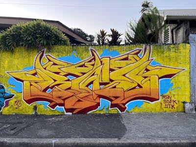 Yellow and Orange Stylewriting by Ray. This Graffiti is located in Bacolod, Philippines and was created in 2023. This Graffiti can be described as Stylewriting and Wall of Fame.