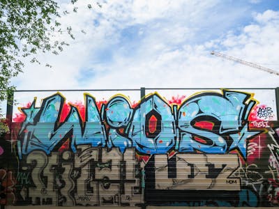Light Blue and Red Stylewriting by Wios. This Graffiti is located in Spain and was created in 2022. This Graffiti can be described as Stylewriting and Street Bombing.