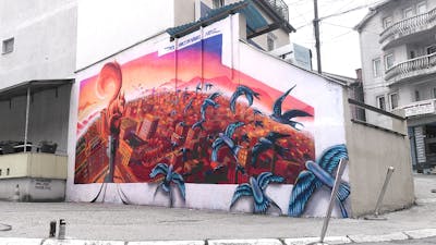 Red and Colorful Characters by Tris, none and force of nature. This Graffiti is located in Pristina, Kossovo, Serbia and was created in 2023. This Graffiti can be described as Characters, Streetart and Murals.