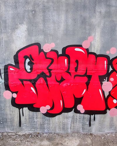 Red and Black Stylewriting by Cimet. This Graffiti is located in Zagreb, Croatia and was created in 2023. This Graffiti can be described as Stylewriting and Throw Up.