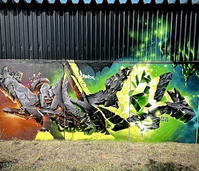 Colorful and Light Green and Grey Stylewriting by Pencil. This Graffiti is located in Sweden and was created in 2023. This Graffiti can be described as Stylewriting, 3D and Streetart.