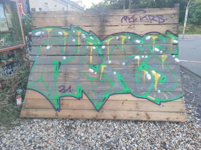 Colorful Stylewriting by PK and KRS. This Graffiti is located in Germany and was created in 2021. This Graffiti can be described as Stylewriting and Street Bombing.