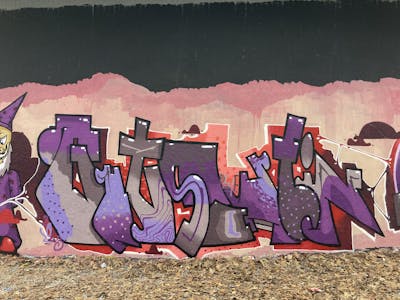 Violet and Coralle and Grey Stylewriting by Gutschein and Gauner. This Graffiti is located in Germany and was created in 2023.
