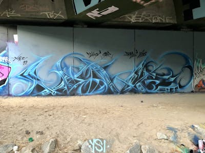 Light Blue Stylewriting by Xhale. This Graffiti is located in Perth, Australia and was created in 2022. This Graffiti can be described as Stylewriting, 3D and Wall of Fame.