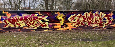 Colorful Stylewriting by amir, split and argh. This Graffiti is located in Germany and was created in 2021. This Graffiti can be described as Stylewriting, Characters and Wall of Fame.