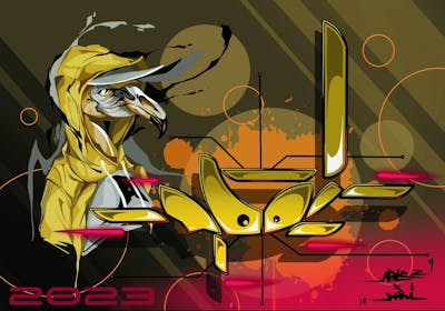 Yellow and Red and Colorful Digital Works by Able2 and Modi. This Graffiti is located in Germany and was created in 2023.
