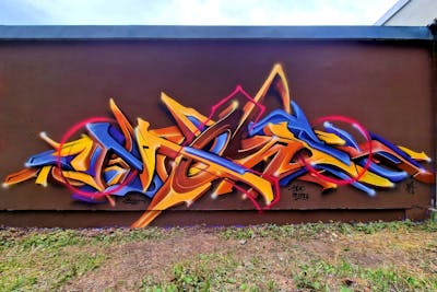 Orange and Blue and Brown Stylewriting by angst. This Graffiti is located in Germany and was created in 2023. This Graffiti can be described as Stylewriting and 3D.