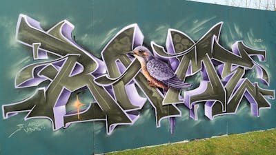 Green and Violet Stylewriting by RAME. This Graffiti is located in Germany and was created in 2022. This Graffiti can be described as Stylewriting and Characters.