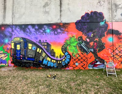 Colorful Characters by Mode one. This Graffiti is located in Sydney, Australia and was created in 2023. This Graffiti can be described as Characters and Wall of Fame.