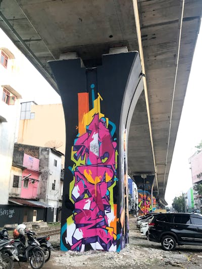 Colorful and Coralle Stylewriting by Note2. This Graffiti is located in Indonesia and was created in 2022. This Graffiti can be described as Stylewriting and Streetart.