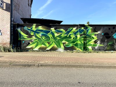 Green and Light Green Stylewriting by FOKUS.81. This Graffiti is located in Rostock, Germany and was created in 2020.