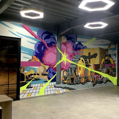 Colorful Characters by JINAK. This Graffiti is located in Batam, Indonesia and was created in 2023. This Graffiti can be described as Characters, Streetart and Commission.
