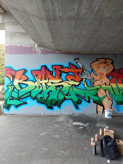 Colorful Stylewriting by Base and RSk. This Graffiti is located in Maribor, Slovenia and was created in 2020. This Graffiti can be described as Stylewriting and Characters.