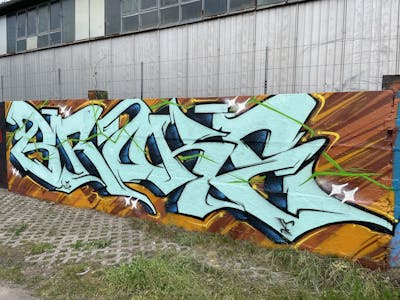 Light Blue and Brown Stylewriting by BROKE420. This Graffiti is located in Magdeburg, Germany and was created in 2023.
