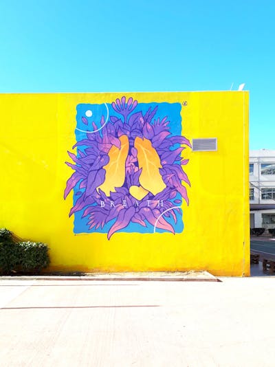 Yellow and Violet and Light Blue Characters by Epsilon. This Graffiti is located in Vyronas, Greece and was created in 2022. This Graffiti can be described as Characters, Murals and Streetart.