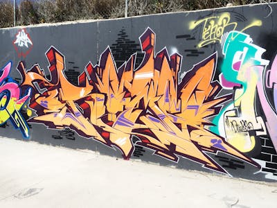 Colorful Stylewriting by Romeo2.. This Graffiti is located in Murcia, Spain and was created in 2014. This Graffiti can be described as Stylewriting and Wall of Fame.