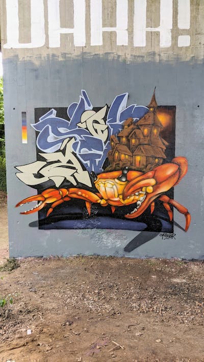 Orange and Light Blue and Grey Stylewriting by skewer. This Graffiti is located in London, United Kingdom and was created in 2023. This Graffiti can be described as Stylewriting and Characters.