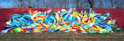 Colorful Stylewriting by Coke & Saine. This Graffiti is located in Budapest, Hungary and was created in 2019.