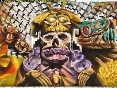 Colorful Characters by Dakpak de la selva. This Graffiti is located in Playa del Carmen, Mexico and was created in 2021.
