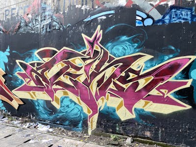 Beige and Coralle Stylewriting by Zens and Stoke. This Graffiti is located in Canada and was created in 2022. This Graffiti can be described as Stylewriting and Wall of Fame.