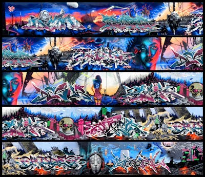 Colorful Stylewriting by Koma, Pokar, CUORE, TWIK, AGNES, Desur, Abik, TRAZY, zoxes, SEBEL, IVEL, HOGE, HAECKER and spliff one. This Graffiti is located in Hamburg, Germany and was created in 2020. This Graffiti can be described as Stylewriting, Characters and Murals.