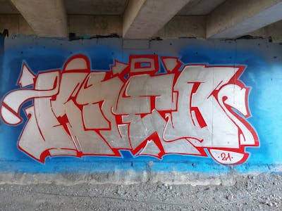 Red and Chrome Stylewriting by KNEB. This Graffiti is located in Cyprus and was created in 2022.