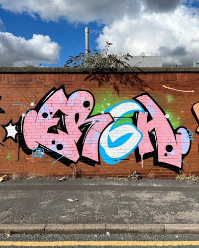 Coralle and Light Blue Stylewriting by ERGH. This Graffiti is located in Hull, United Kingdom and was created in 2022. This Graffiti can be described as Stylewriting and Street Bombing.