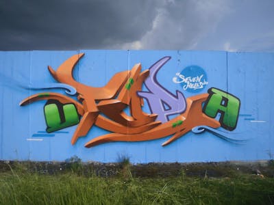 Orange and Colorful Stylewriting by Utopia. This Graffiti is located in Germany and was created in 2018. This Graffiti can be described as Stylewriting and 3D.