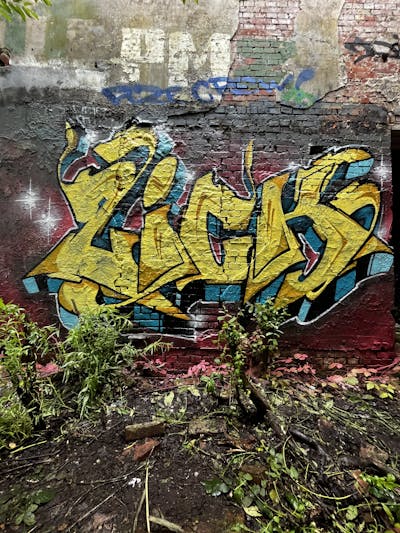 Yellow and Cyan Stylewriting by ZICK and PMZ CREW. This Graffiti is located in Oldenburg, Germany and was created in 2023. This Graffiti can be described as Stylewriting and Abandoned.
