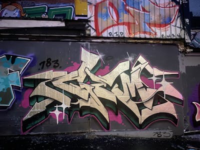 Chrome Stylewriting by Gems 783. This Graffiti is located in Newcastle upon Tyne, United Kingdom and was created in 2021. This Graffiti can be described as Stylewriting and Wall of Fame.