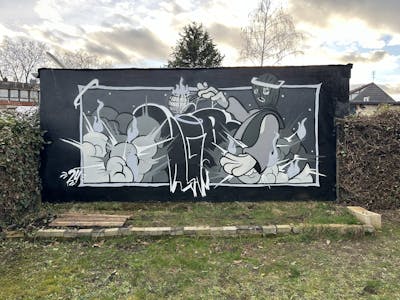 Grey and Black Stylewriting by Radikalinski and Run. This Graffiti is located in Germany and was created in 2024. This Graffiti can be described as Stylewriting, Characters and Streetart.