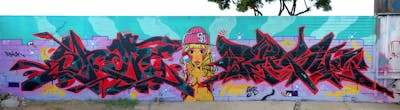 Colorful and Red Stylewriting by S.KAPE289, Skape289 and PERSUE. This Graffiti is located in San Diego, United States and was created in 2016. This Graffiti can be described as Stylewriting, Characters and Wall of Fame.
