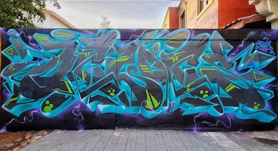 Light Blue and Colorful Stylewriting by Oclocs. This Graffiti is located in Mexicali, Mexico and was created in 2020.
