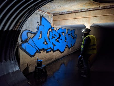 Light Blue Stylewriting by OVERT. This Graffiti is located in United States and was created in 2021. This Graffiti can be described as Stylewriting and Abandoned.