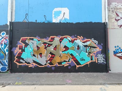 Colorful Stylewriting by Baro. This Graffiti is located in Västerås, Sweden and was created in 2023. This Graffiti can be described as Stylewriting and Wall of Fame.