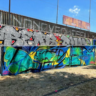 Colorful and Blue Stylewriting by Moosem135. This Graffiti is located in Florence, Italy and was created in 2022. This Graffiti can be described as Stylewriting, Characters, Streetart and Wall of Fame.