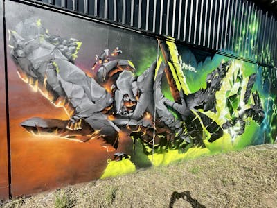 Orange and Light Green and Grey Stylewriting by Pencil. This Graffiti is located in Sweden and was created in 2023. This Graffiti can be described as Stylewriting, Streetart and 3D.