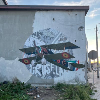 Grey and Colorful Stylewriting by cruze. This Graffiti is located in Warsaw, Poland and was created in 2021. This Graffiti can be described as Stylewriting and Characters.