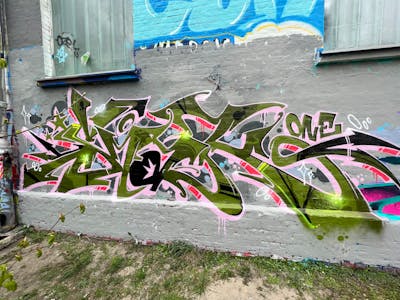 Coralle and Green Stylewriting by SmakOne. This Graffiti is located in hanover, Germany and was created in 2022. This Graffiti can be described as Stylewriting and Wall of Fame.