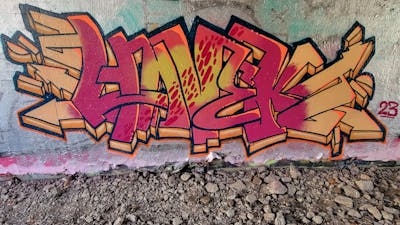 Beige and Red Stylewriting by Havek. This Graffiti is located in United States and was created in 2023.