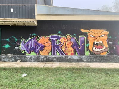 Violet and Colorful Stylewriting by APSET, DEM and Merlin. This Graffiti is located in Thessaloniki, Greece and was created in 2021. This Graffiti can be described as Stylewriting and Characters.