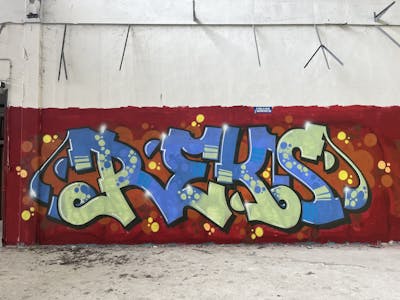 Red and Blue and Light Green Stylewriting by REKS. This Graffiti is located in Bologna, Italy and was created in 2023. This Graffiti can be described as Stylewriting and Abandoned.
