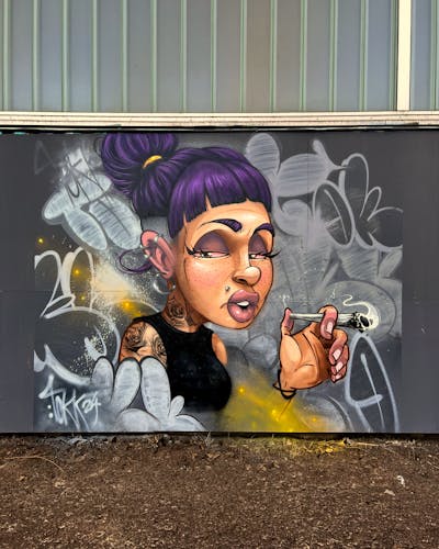 Beige and Grey and Colorful Characters by Tokk. This Graffiti is located in Bremen, Germany and was created in 2024. This Graffiti can be described as Characters, Streetart and Wall of Fame.