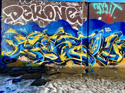 Yellow and Blue Stylewriting by Pencil. This Graffiti is located in Stockholm, Sweden and was created in 2022.